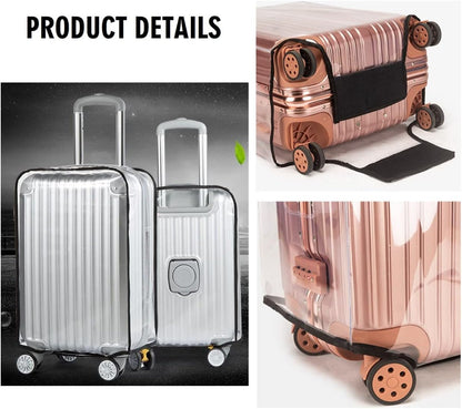 Clear PVC Suitcase Cover Protectors Transparent Luggage Cover Waterproof Wheeled Suitcase Dust Cover Dustproof Travel Luggage Sleeve Protector (30")