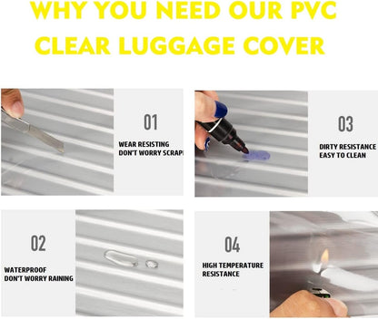 Clear PVC Suitcase Cover Protectors Transparent Luggage Cover Waterproof Wheeled Suitcase Dust Cover Dustproof Travel Luggage Sleeve Protector (30")