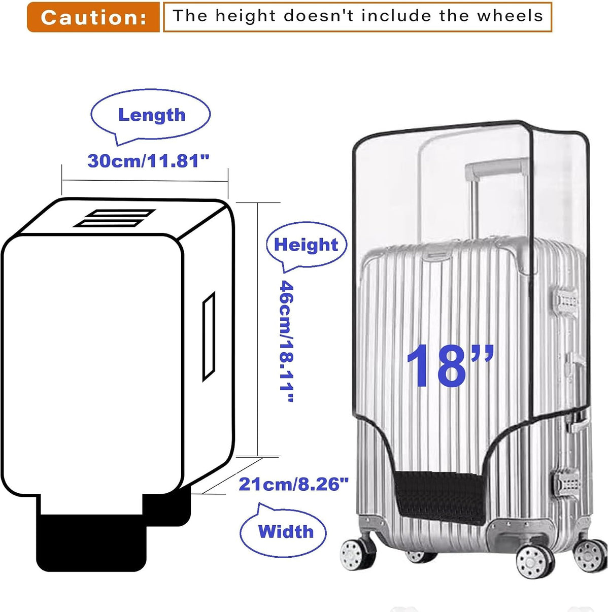 Clear PVC Suitcase Cover Protectors Transparent Luggage Cover Waterproof Wheeled Suitcase Dust Cover Dustproof Travel Luggage Sleeve Protector (30")