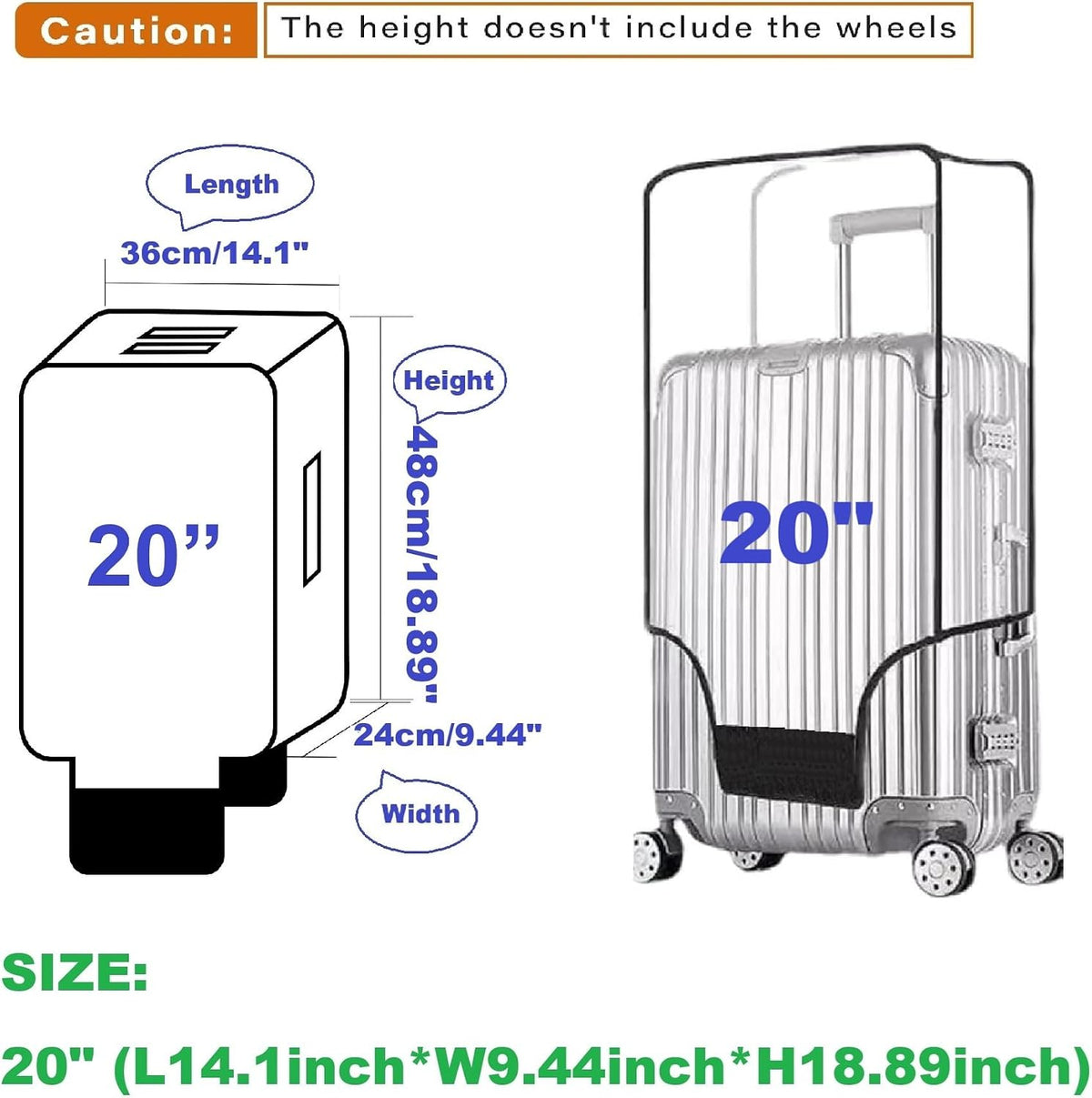 Clear PVC Suitcase Cover Protectors Transparent Luggage Cover Waterproof Wheeled Suitcase Dust Cover Dustproof Travel Luggage Sleeve Protector (30")