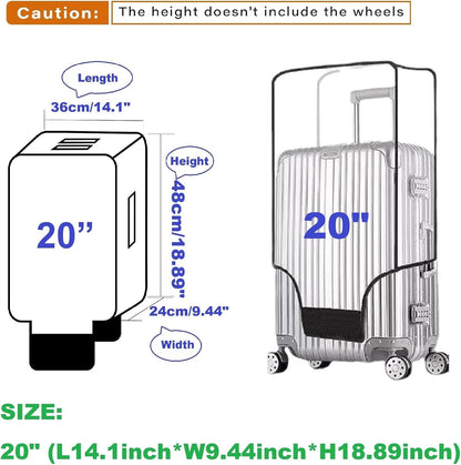 Clear PVC Suitcase Cover Protectors Transparent Luggage Cover Waterproof Wheeled Suitcase Dust Cover Dustproof Travel Luggage Sleeve Protector (30")