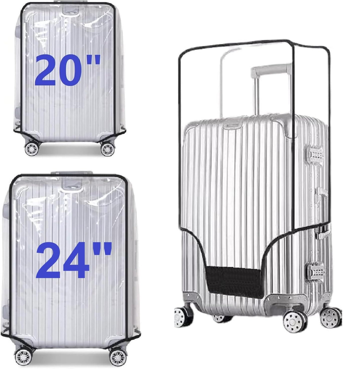 Clear PVC Suitcase Cover Protectors Transparent Luggage Cover Waterproof Wheeled Suitcase Dust Cover Dustproof Travel Luggage Sleeve Protector (30")