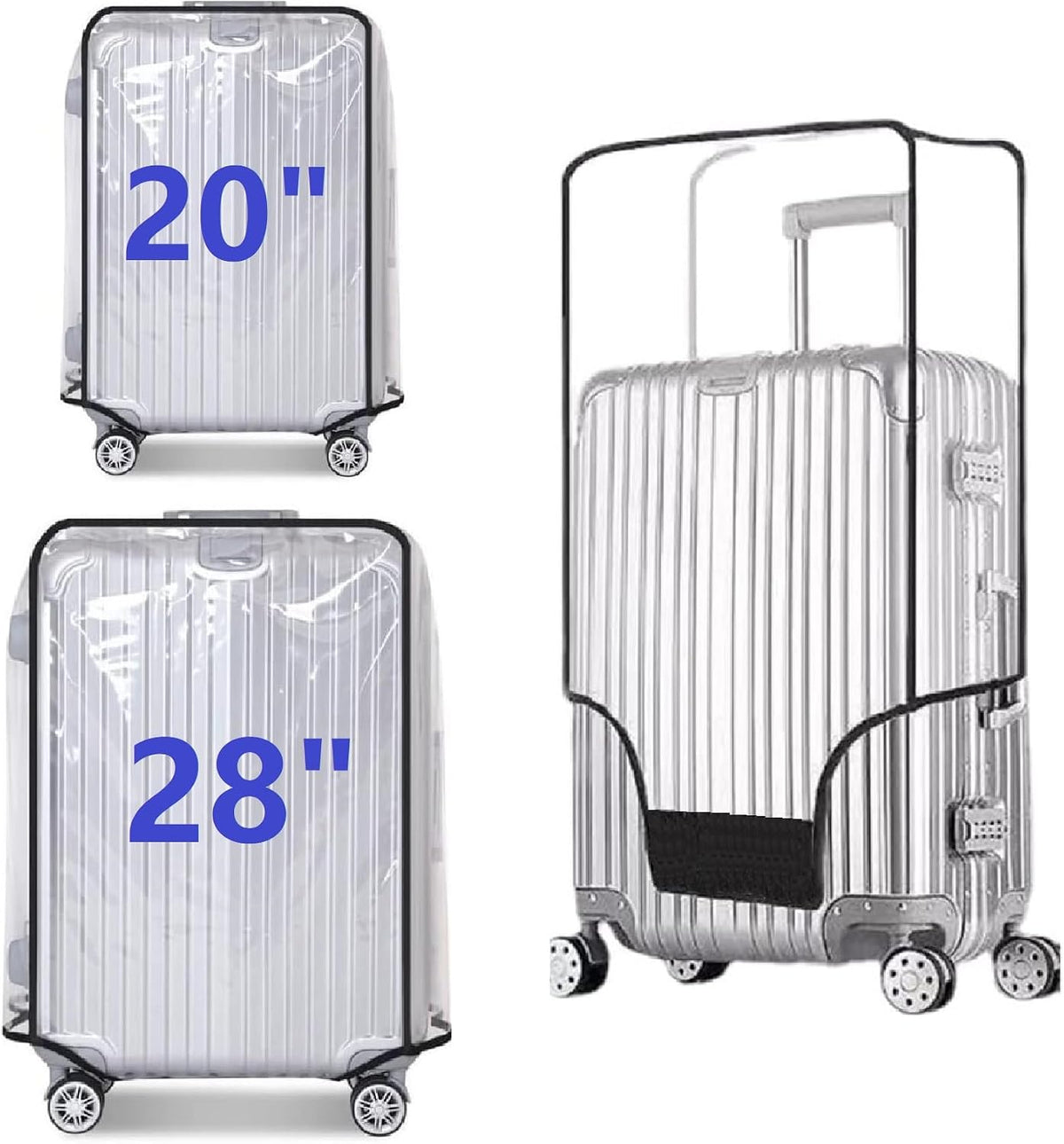 Clear PVC Suitcase Cover Protectors Transparent Luggage Cover Waterproof Wheeled Suitcase Dust Cover Dustproof Travel Luggage Sleeve Protector (30")