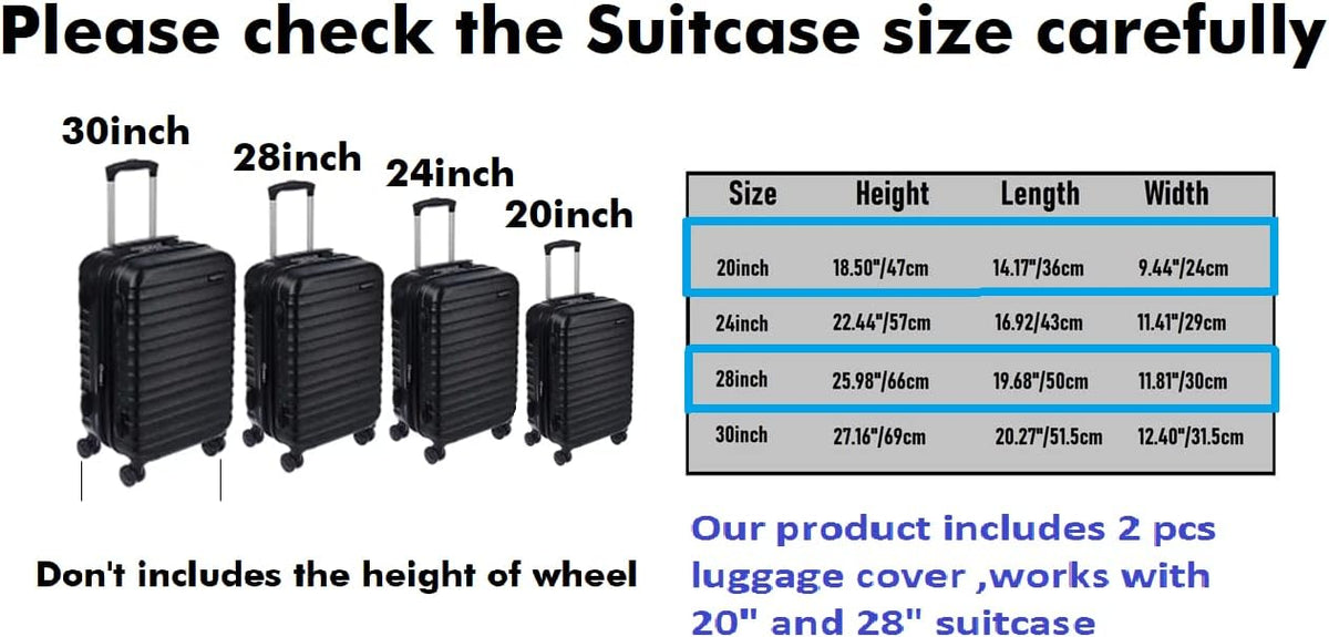Clear PVC Suitcase Cover Protectors Transparent Luggage Cover Waterproof Wheeled Suitcase Dust Cover Dustproof Travel Luggage Sleeve Protector (30")