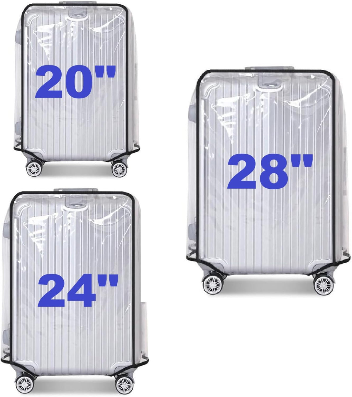 Clear PVC Suitcase Cover Protectors Transparent Luggage Cover Waterproof Wheeled Suitcase Dust Cover Dustproof Travel Luggage Sleeve Protector (30")