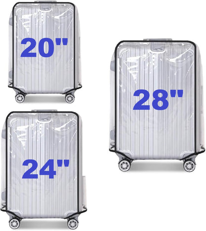 Clear PVC Suitcase Cover Protectors Transparent Luggage Cover Waterproof Wheeled Suitcase Dust Cover Dustproof Travel Luggage Sleeve Protector (30")