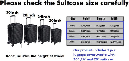 Clear PVC Suitcase Cover Protectors Transparent Luggage Cover Waterproof Wheeled Suitcase Dust Cover Dustproof Travel Luggage Sleeve Protector (30")