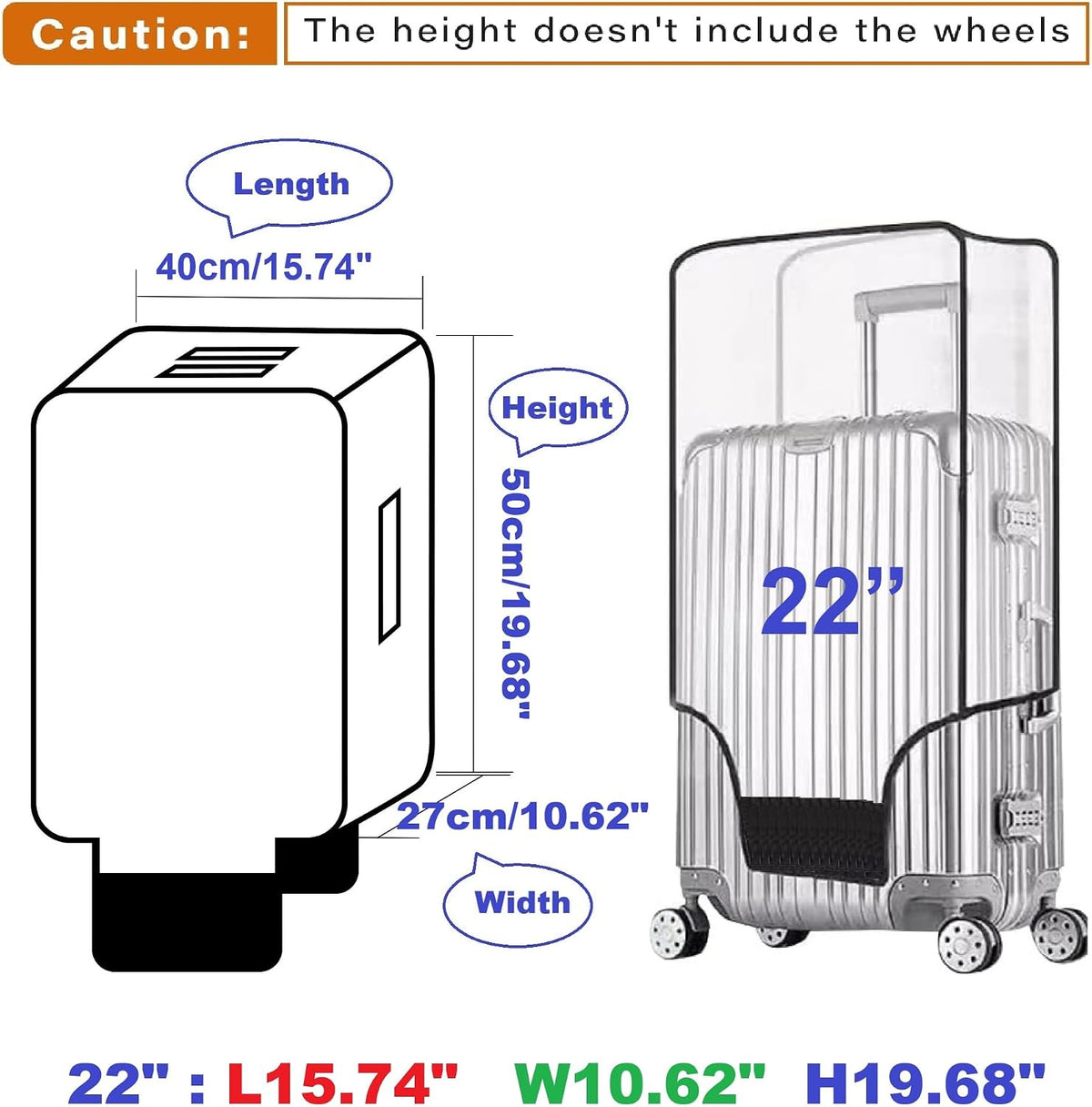 Clear PVC Suitcase Cover Protectors Transparent Luggage Cover Waterproof Wheeled Suitcase Dust Cover Dustproof Travel Luggage Sleeve Protector (30")