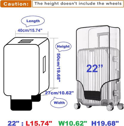 Clear PVC Suitcase Cover Protectors Transparent Luggage Cover Waterproof Wheeled Suitcase Dust Cover Dustproof Travel Luggage Sleeve Protector (30")