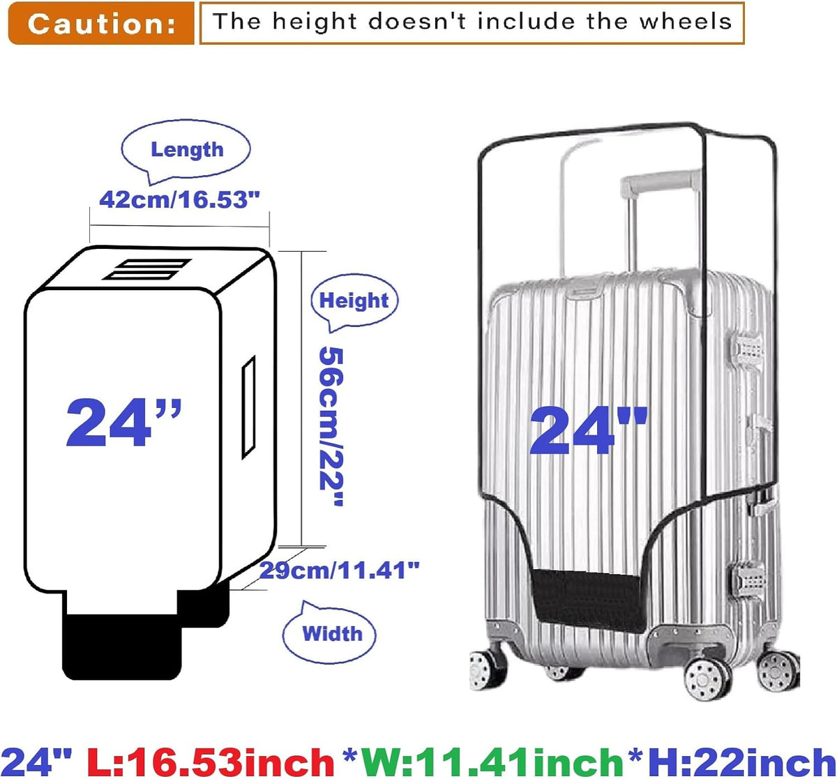 Clear PVC Suitcase Cover Protectors Transparent Luggage Cover Waterproof Wheeled Suitcase Dust Cover Dustproof Travel Luggage Sleeve Protector (30")