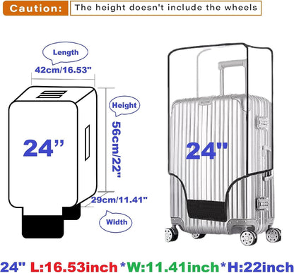 Clear PVC Suitcase Cover Protectors Transparent Luggage Cover Waterproof Wheeled Suitcase Dust Cover Dustproof Travel Luggage Sleeve Protector (30")