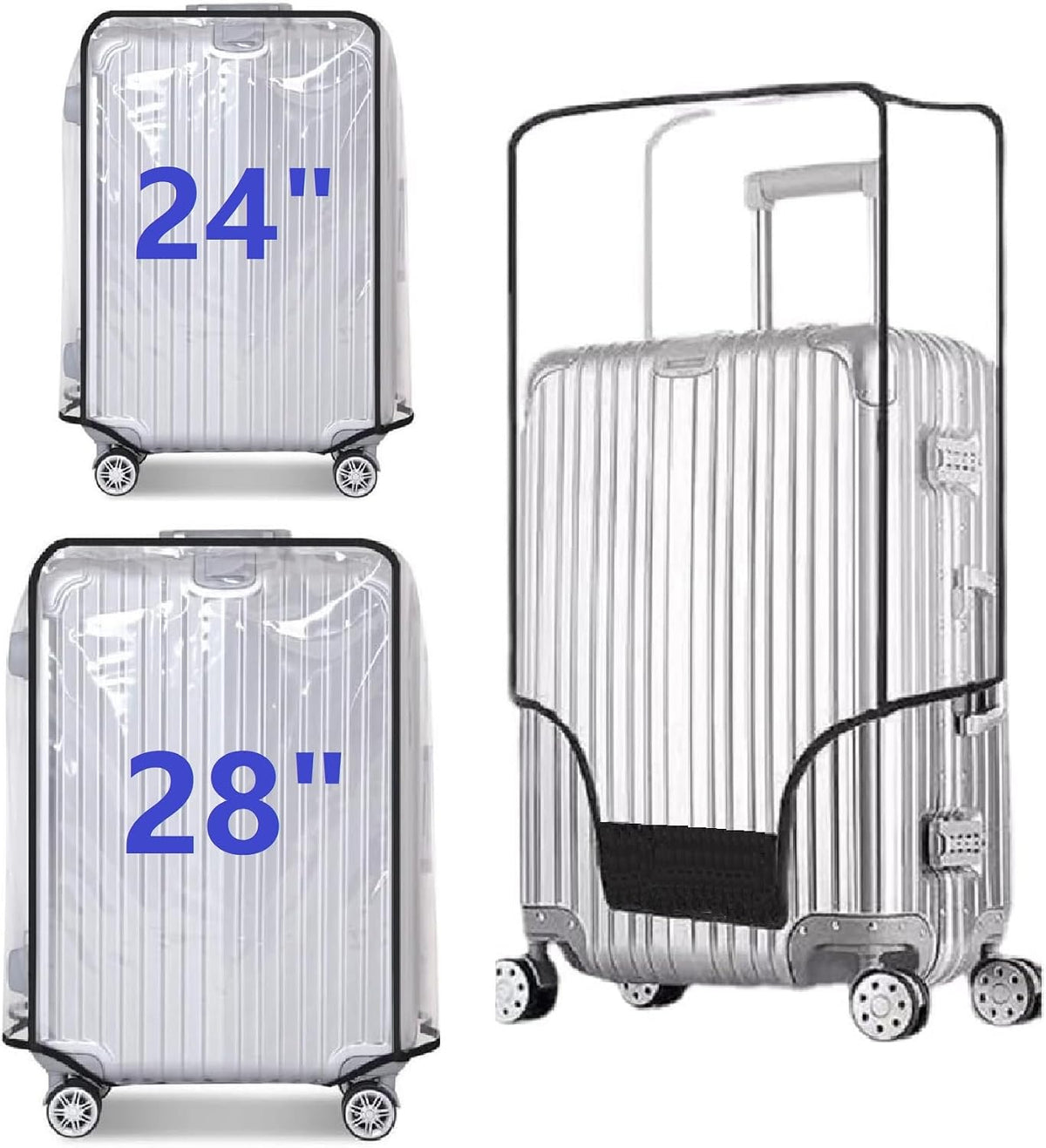 Clear PVC Suitcase Cover Protectors Transparent Luggage Cover Waterproof Wheeled Suitcase Dust Cover Dustproof Travel Luggage Sleeve Protector (30")