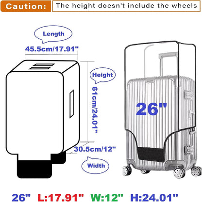 Clear PVC Suitcase Cover Protectors Transparent Luggage Cover Waterproof Wheeled Suitcase Dust Cover Dustproof Travel Luggage Sleeve Protector (30")