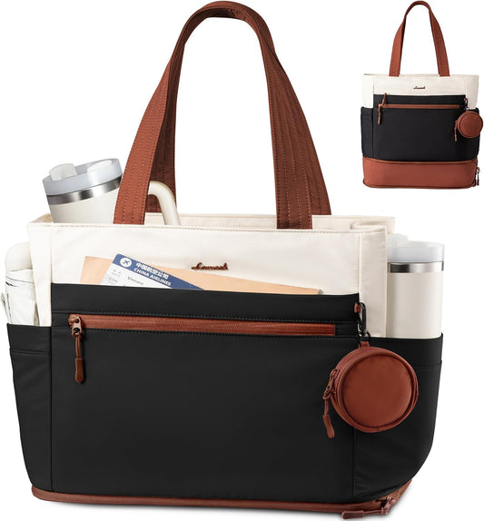Tote Bag for Women, Expandable Laptop Work Bag 15.6 Inch, 33L Large Travel Handbag with 40oz Tumbler Holder, TSA