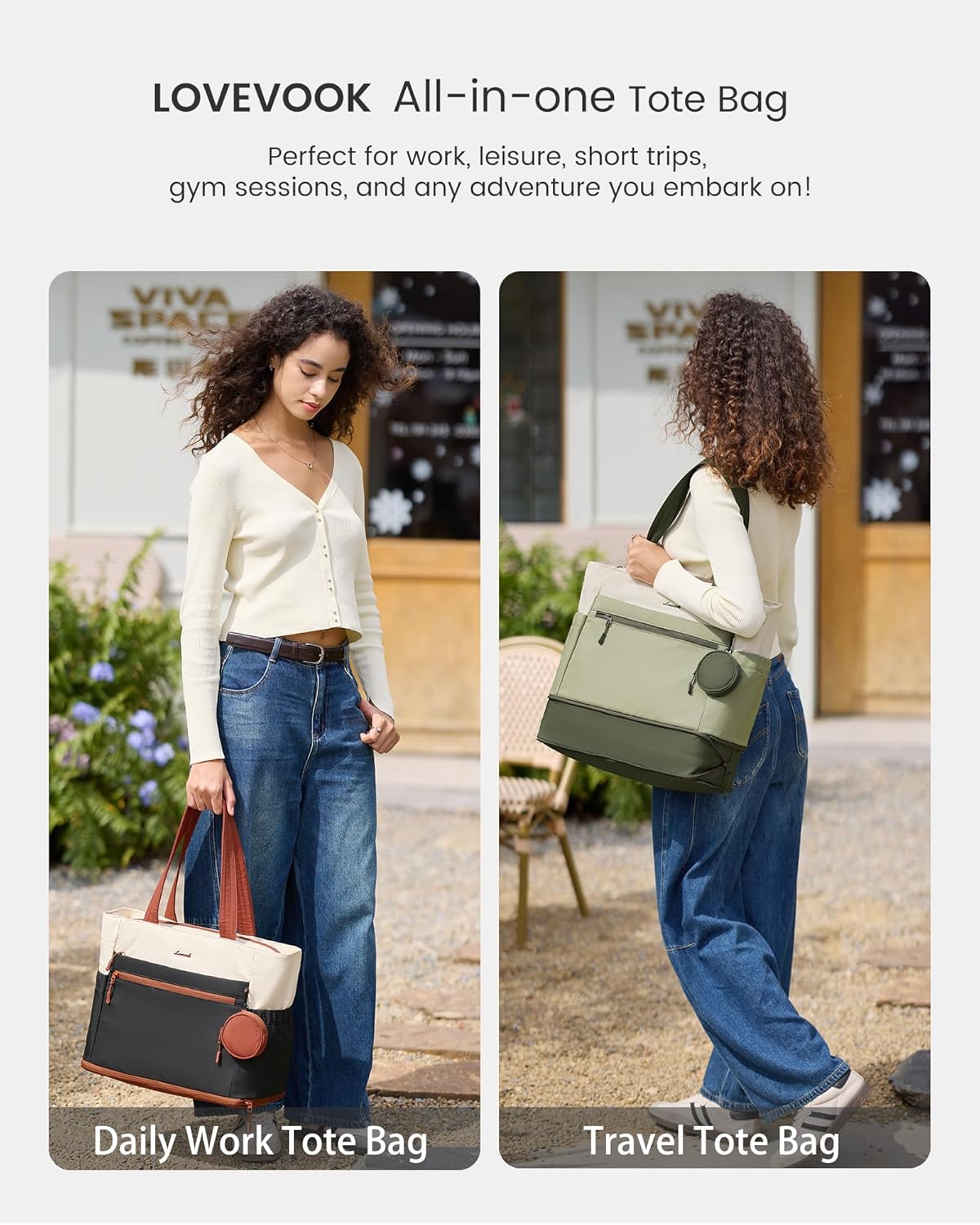 Tote Bag for Women, Expandable Laptop Work Bag 15.6 Inch, 33L Large Travel Handbag with 40oz Tumbler Holder, TSA