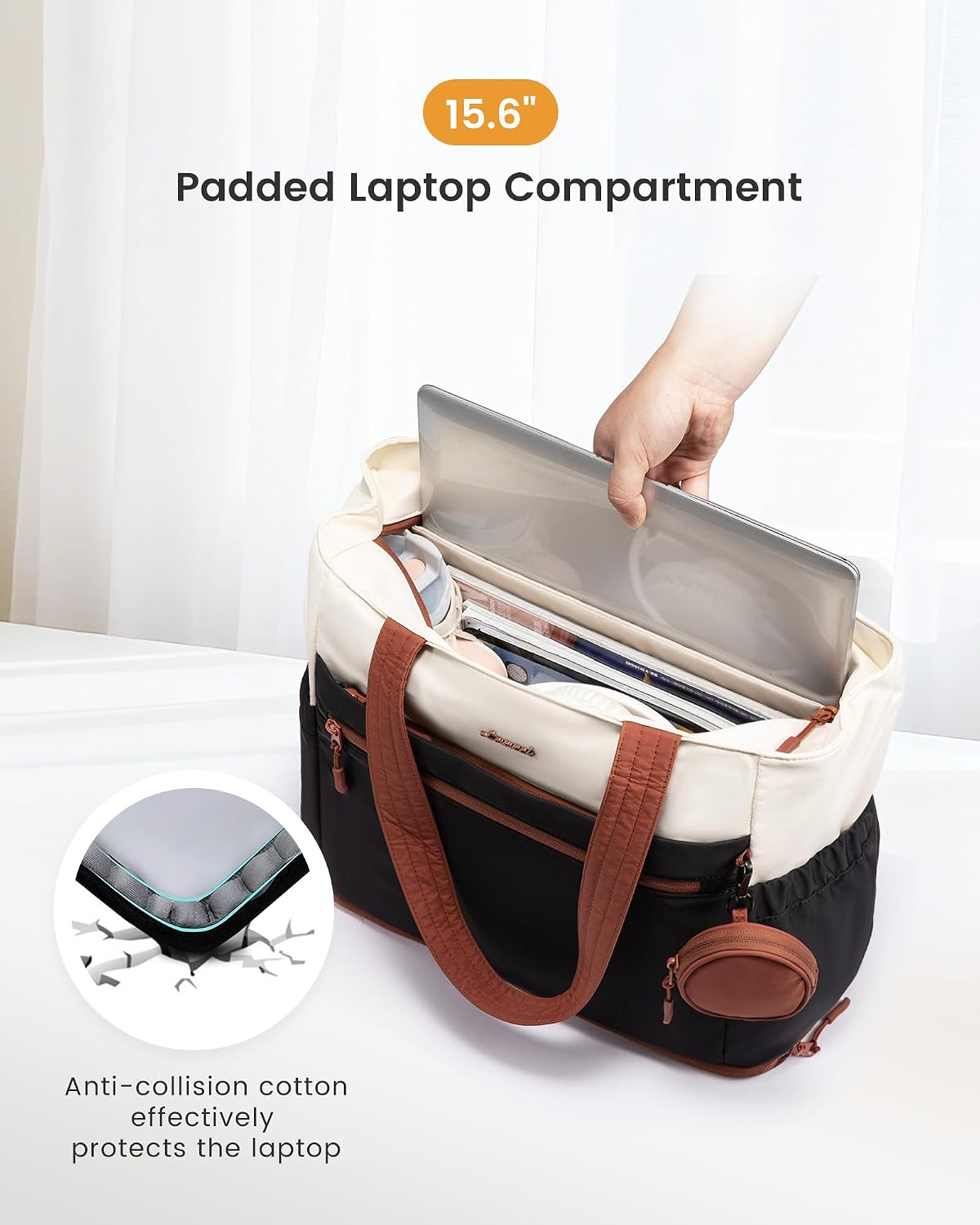 Tote Bag for Women, Expandable Laptop Work Bag 15.6 Inch, 33L Large Travel Handbag with 40oz Tumbler Holder, TSA