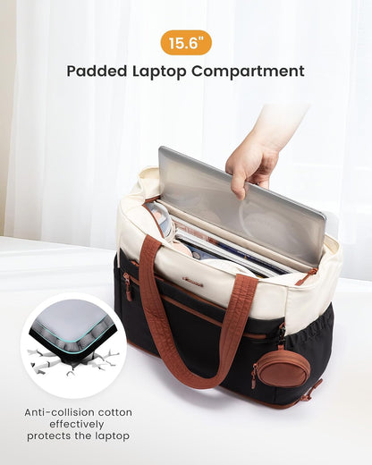 Tote Bag for Women, Expandable Laptop Work Bag 15.6 Inch, 33L Large Travel Handbag with 40oz Tumbler Holder, TSA