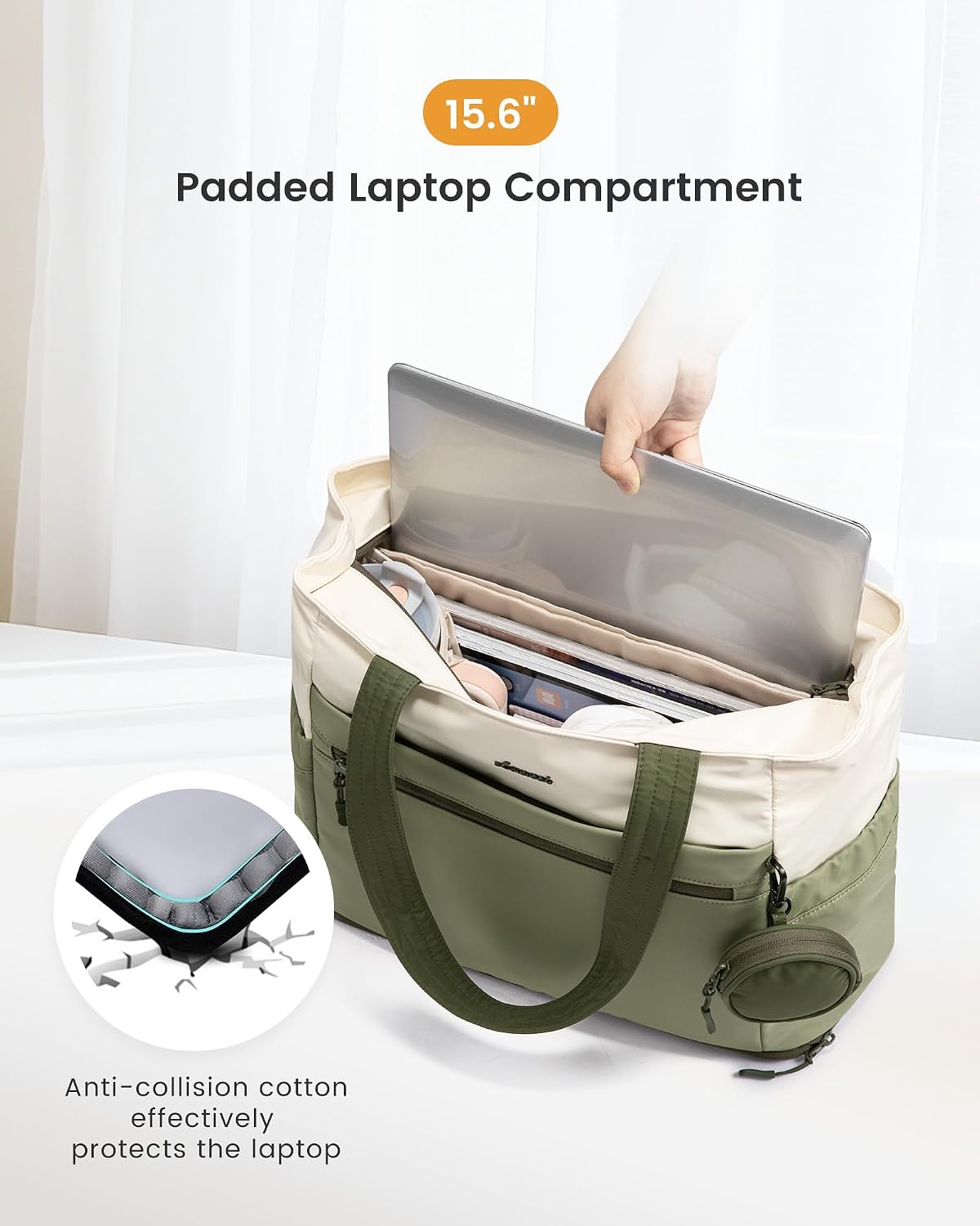 Tote Bag for Women, Expandable Laptop Work Bag 15.6 Inch, 33L Large Travel Handbag with 40oz Tumbler Holder, TSA