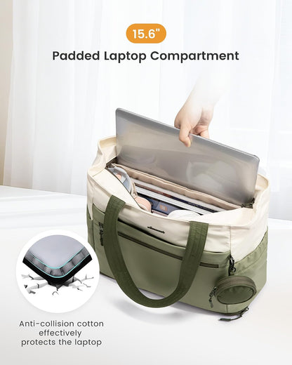 Tote Bag for Women, Expandable Laptop Work Bag 15.6 Inch, 33L Large Travel Handbag with 40oz Tumbler Holder, TSA