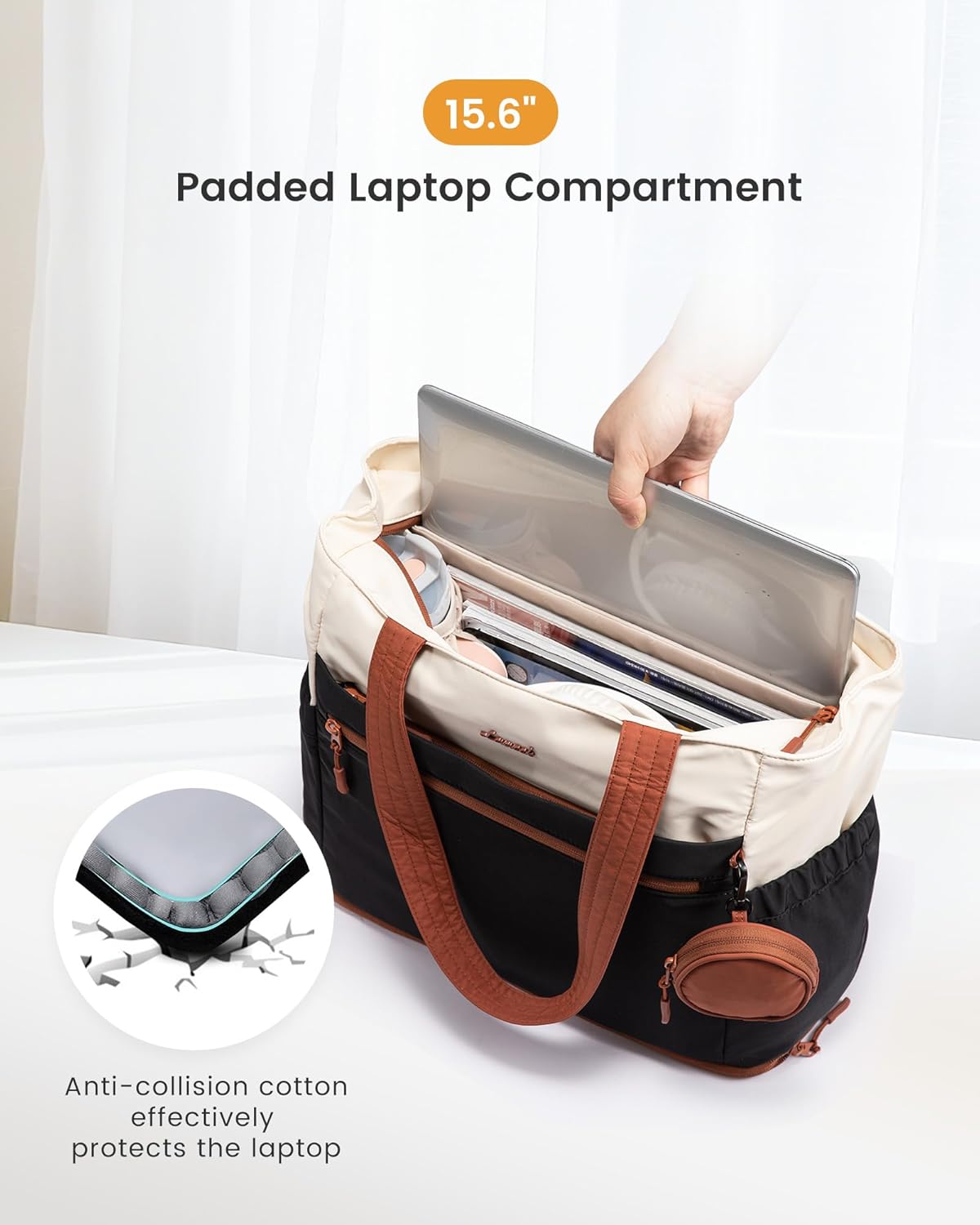 Tote Bag for Women, Expandable Laptop Work Bag 15.6 Inch, 33L Large Travel Handbag with 40oz Tumbler Holder, TSA