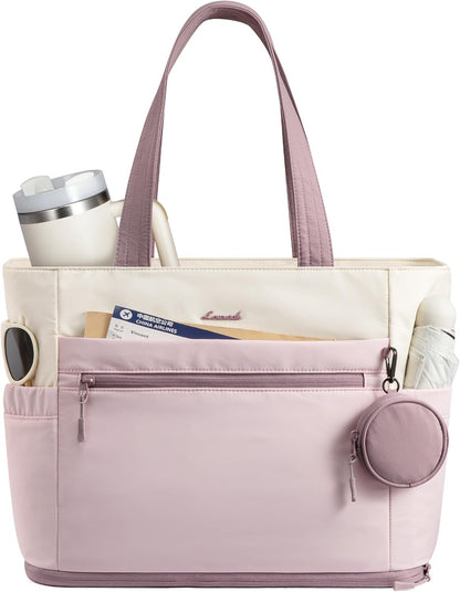 Tote Bag for Women, Expandable Laptop Work Bag 15.6 Inch, 33L Large Travel Handbag with 40oz Tumbler Holder, TSA