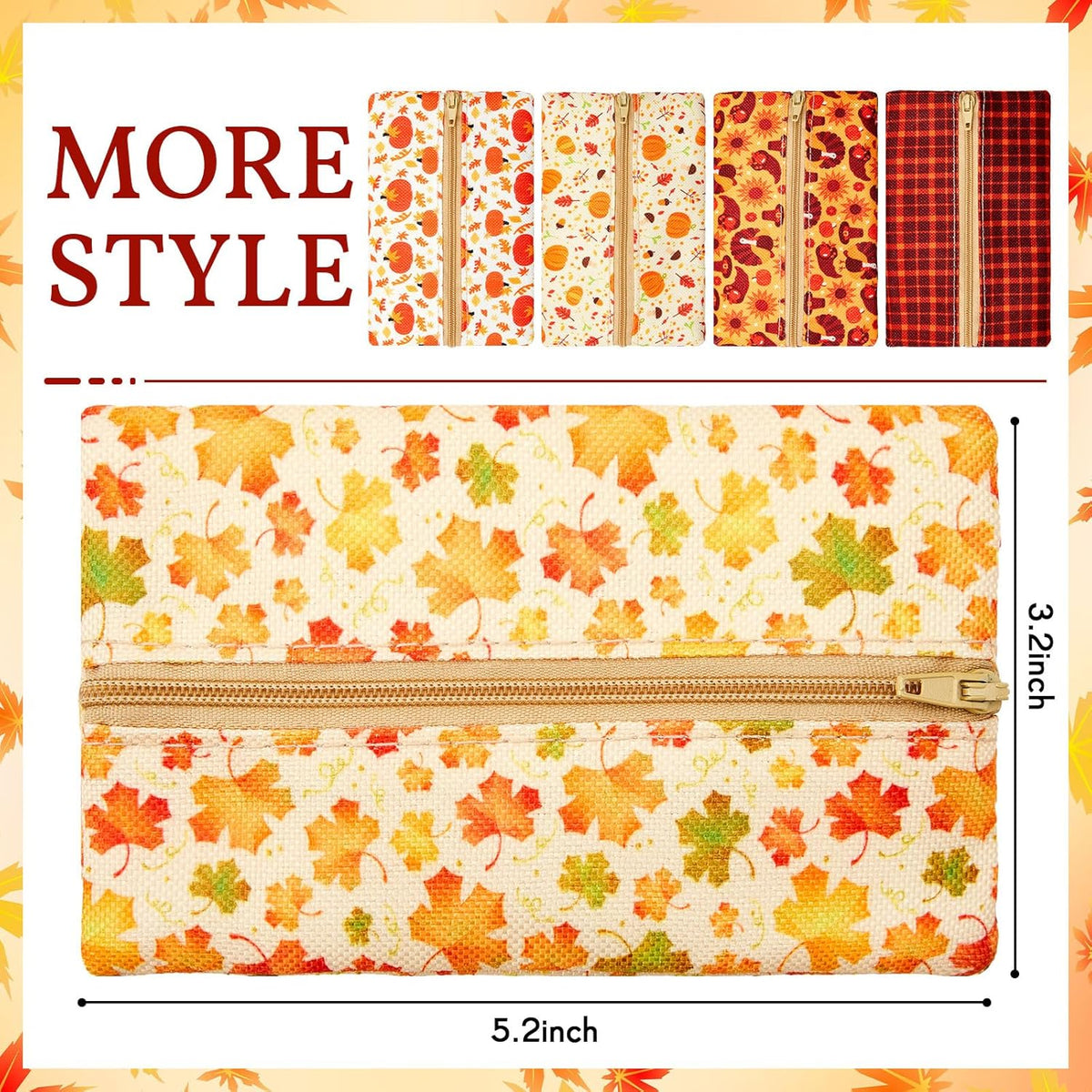 5 Pieces Tissues Purse Pocket Tissue Holder Reusable Travel Pouch Fabric Zipper Enclosed Small Size Flower Pattern Holder for Purse Coins for Christmas, 5.25 x 3 Inches (Floral Style)