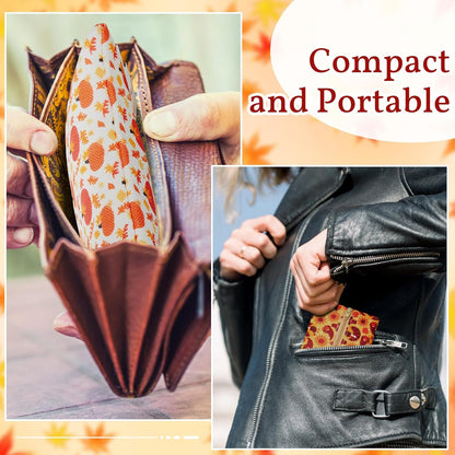 5 Pieces Tissues Purse Pocket Tissue Holder Reusable Travel Pouch Fabric Zipper Enclosed Small Size Flower Pattern Holder for Purse Coins for Christmas, 5.25 x 3 Inches (Floral Style)