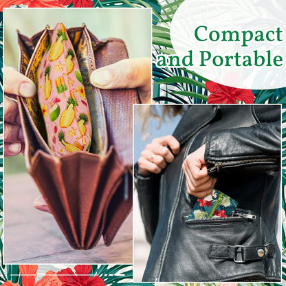 5 Pieces Tissues Purse Pocket Tissue Holder Reusable Travel Pouch Fabric Zipper Enclosed Small Size Flower Pattern Holder for Purse Coins for Christmas, 5.25 x 3 Inches (Floral Style)