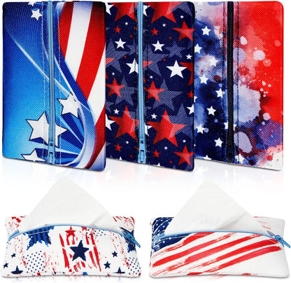 5 Pieces Tissues Purse Pocket Tissue Holder Reusable Travel Pouch Fabric Zipper Enclosed Small Size Flower Pattern Holder for Purse Coins for Christmas, 5.25 x 3 Inches (Floral Style)