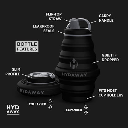 17oz Collapsible Water Bottle, Packable Leakproof for Travel