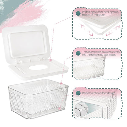 Wipes Dispenser, One-Handed Operation Wipe Holder, White