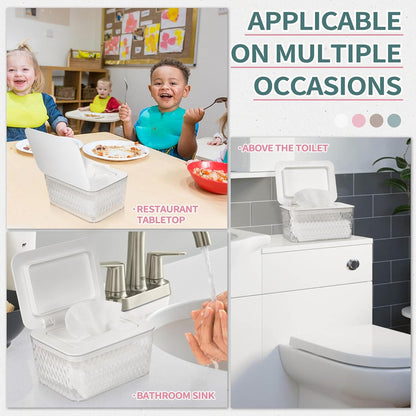 Wipes Dispenser, One-Handed Operation Wipe Holder, White