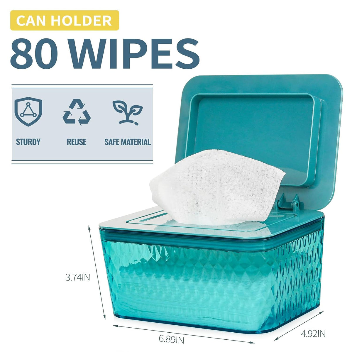 Wipes Dispenser, One-Handed Operation Wipe Holder, White