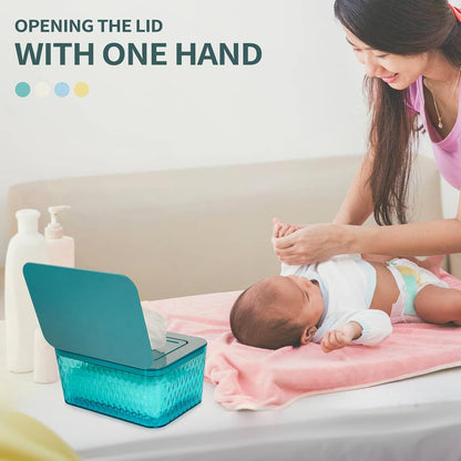 Wipes Dispenser, One-Handed Operation Wipe Holder, White