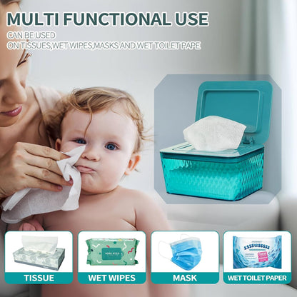 Wipes Dispenser, One-Handed Operation Wipe Holder, White