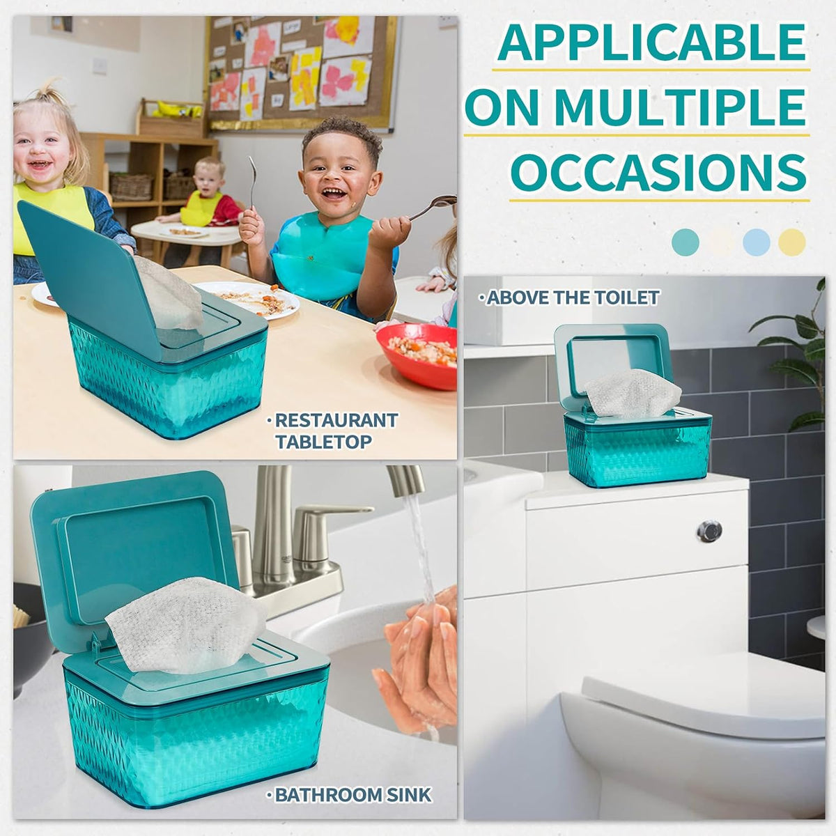 Wipes Dispenser, One-Handed Operation Wipe Holder, White