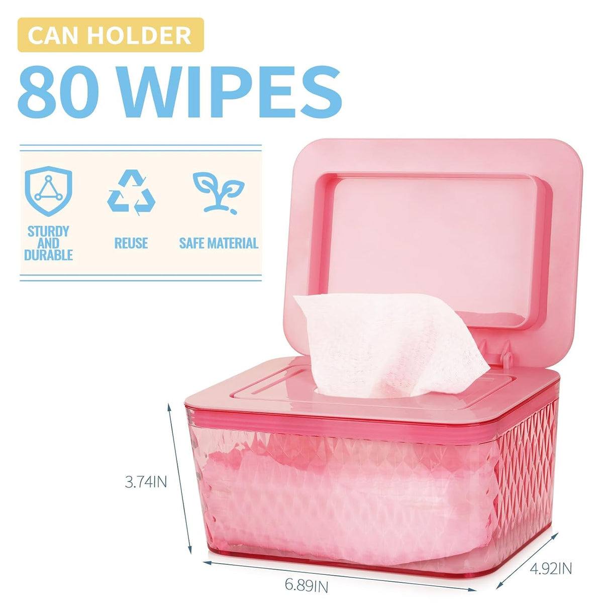 Wipes Dispenser, One-Handed Operation Wipe Holder, White