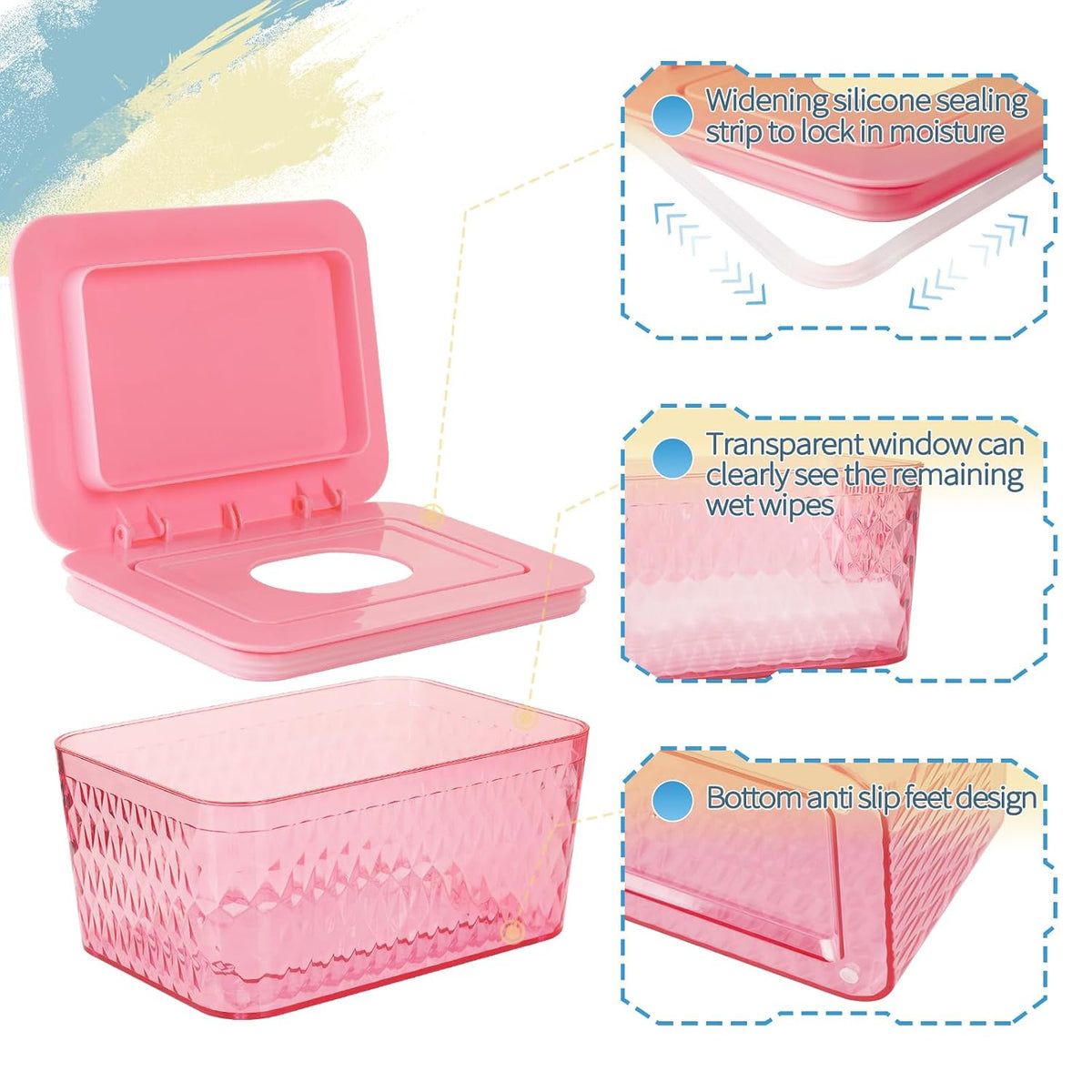 Wipes Dispenser, One-Handed Operation Wipe Holder, White