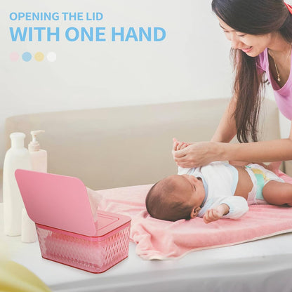 Wipes Dispenser, One-Handed Operation Wipe Holder, White