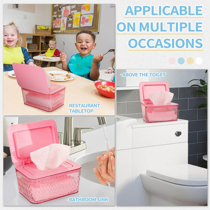 Wipes Dispenser, One-Handed Operation Wipe Holder, White