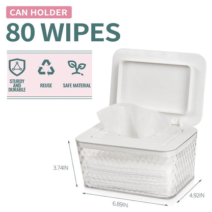 Wipes Dispenser, One-Handed Operation Wipe Holder, White