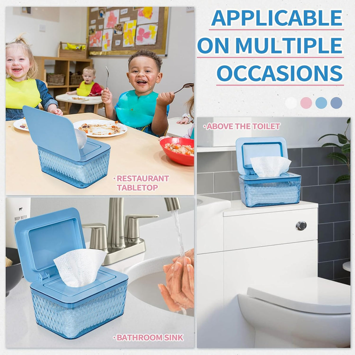 Wipes Dispenser, One-Handed Operation Wipe Holder, White