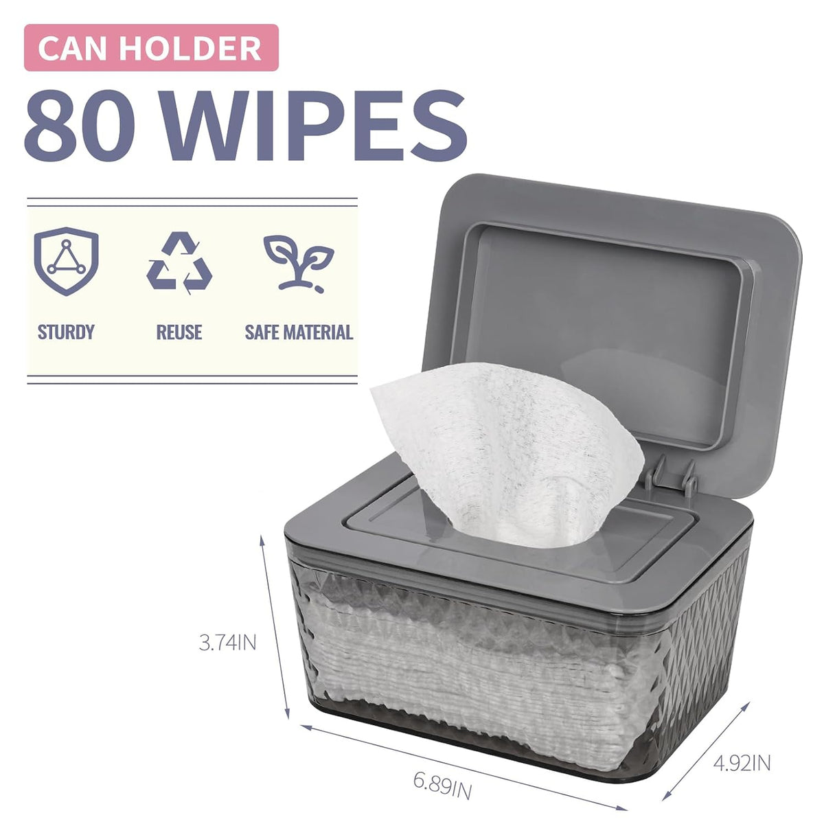 Wipes Dispenser, One-Handed Operation Wipe Holder, White