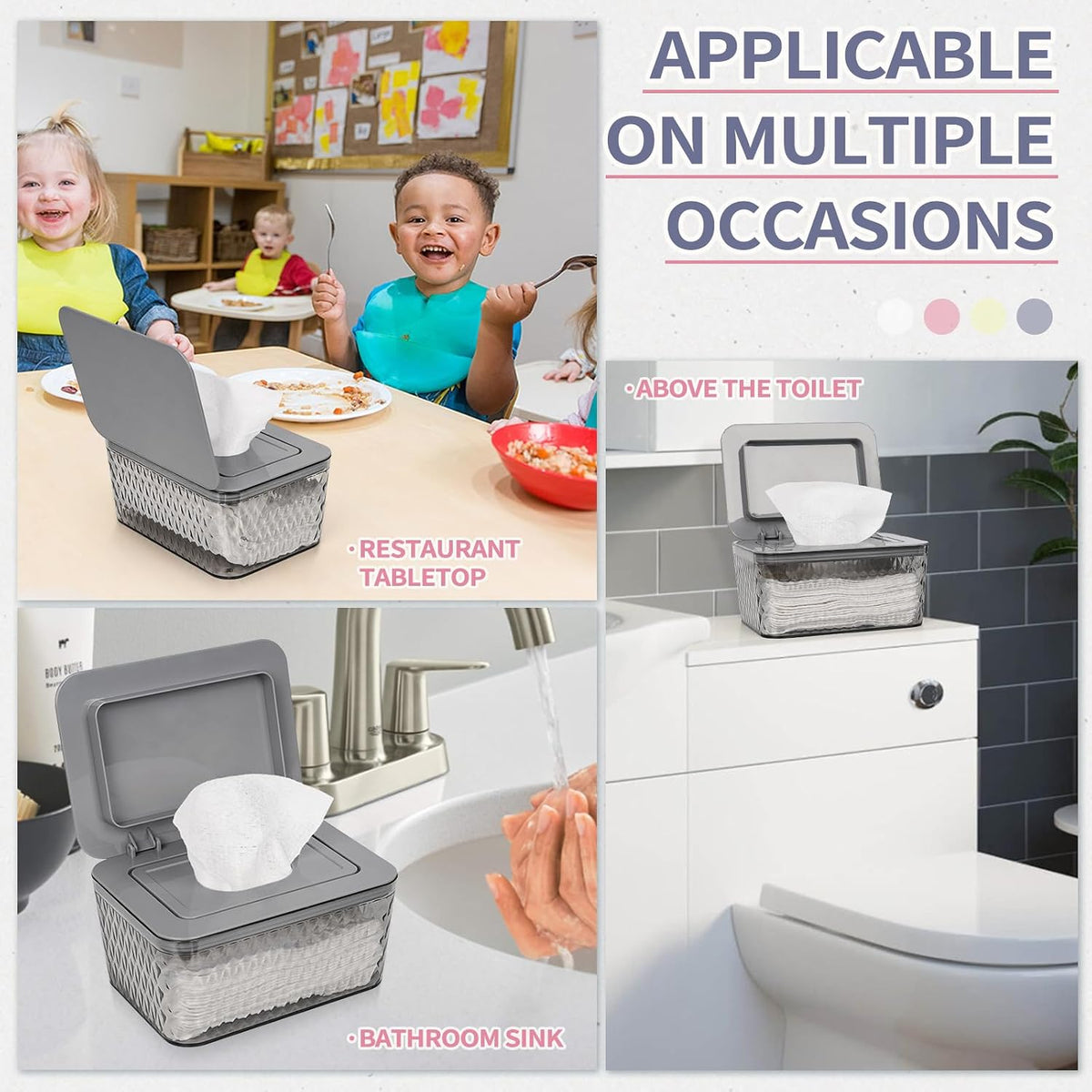 Wipes Dispenser, One-Handed Operation Wipe Holder, White
