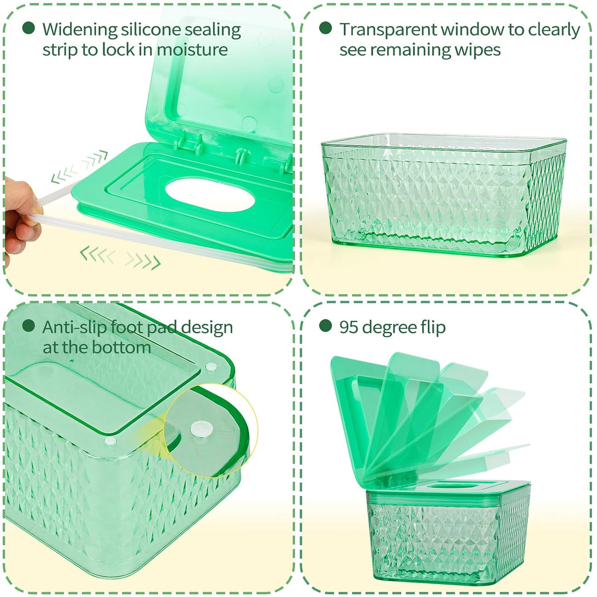 Wipes Dispenser, One-Handed Operation Wipe Holder, White
