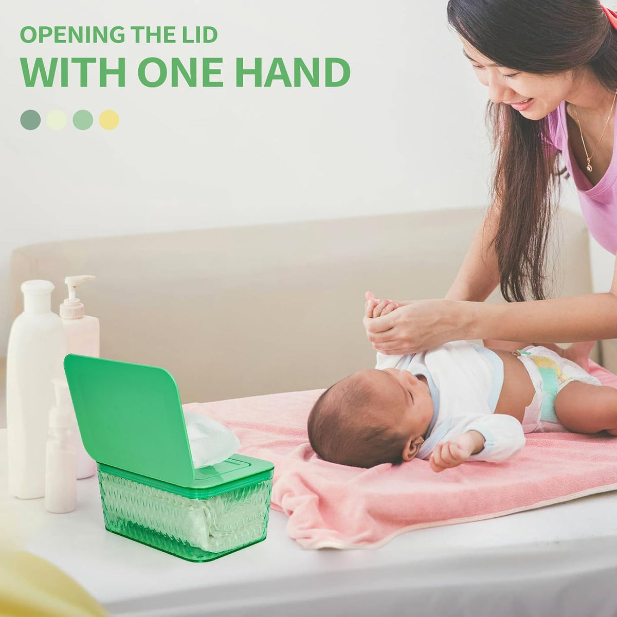 Wipes Dispenser, One-Handed Operation Wipe Holder, White