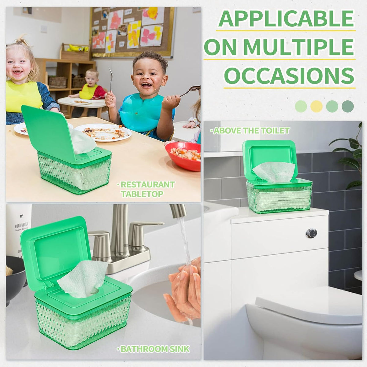 Wipes Dispenser, One-Handed Operation Wipe Holder, White