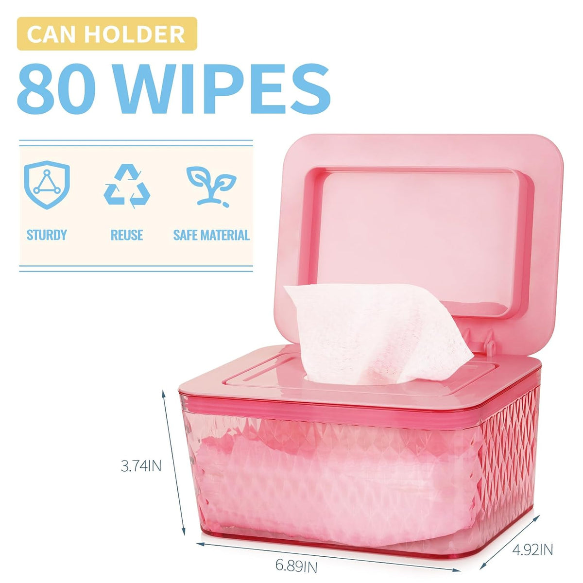 Wipes Dispenser, One-Handed Operation Wipe Holder, White