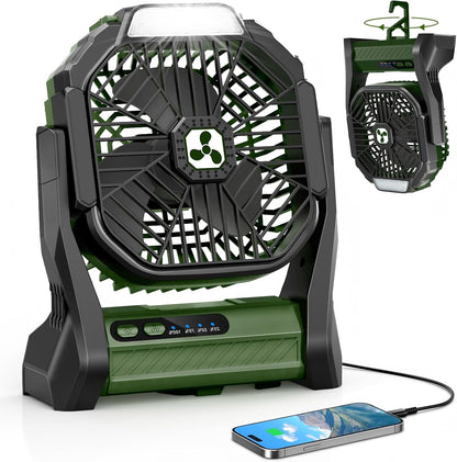 Portable Fan Rechargeable, 20000mAh Cordless Battery Powered Fan with LED Lantern Battery Operated for Travel Bedroom Home Camping Tent Office Beach Desk Fishing Table