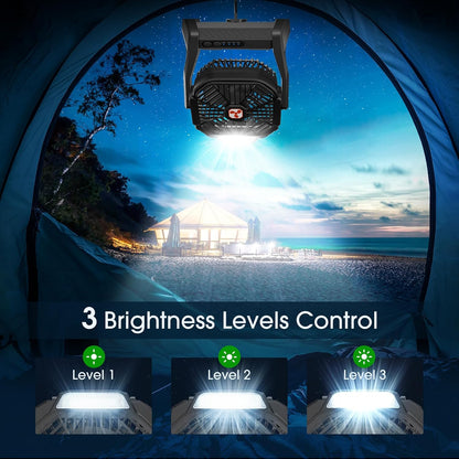 Portable Fan Rechargeable, 20000mAh Cordless Battery Powered Fan with LED Lantern Battery Operated for Travel Bedroom Home Camping Tent Office Beach Desk Fishing Table